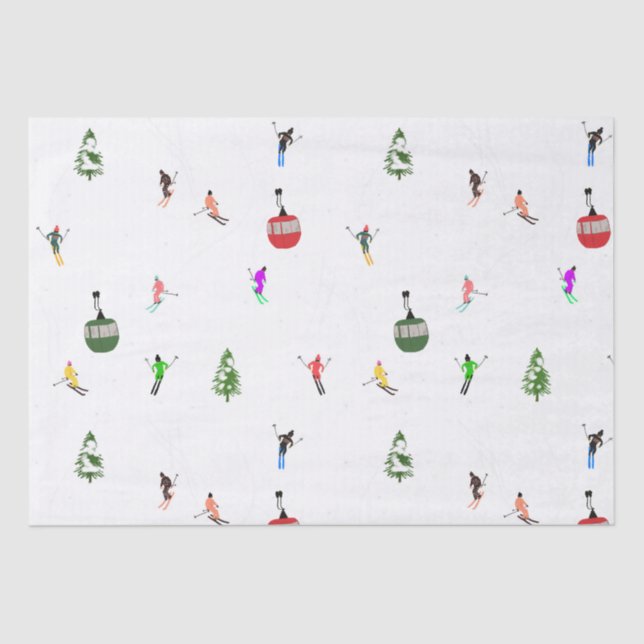 Papel De Seda Padrões de esqui de esqui alpino no inverno (Frente )