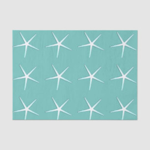 Papel De Seda Padrões de Estrela-do-Mar Azul Turquesa Branco Náu