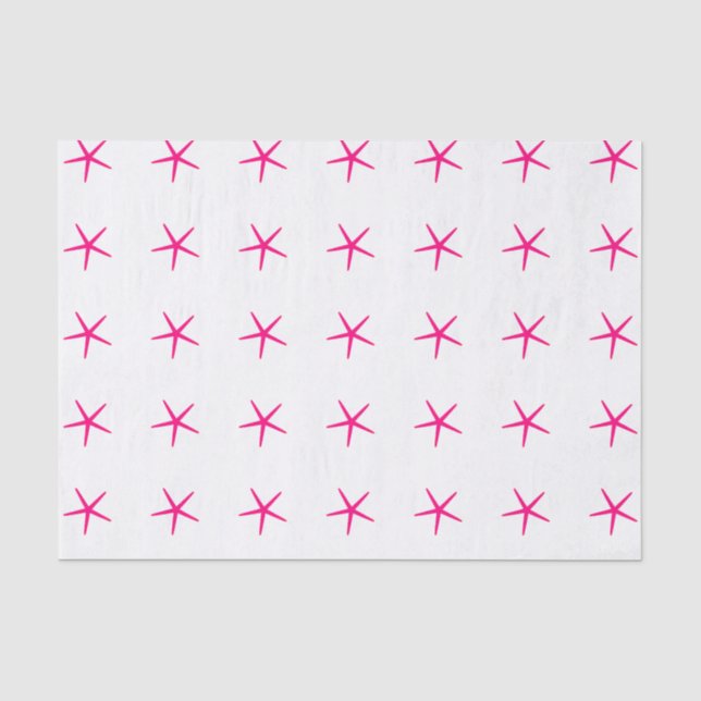 Papel De Seda Padrões de Estrela-do-Mar Rosa Branco Aniversários (Frente )