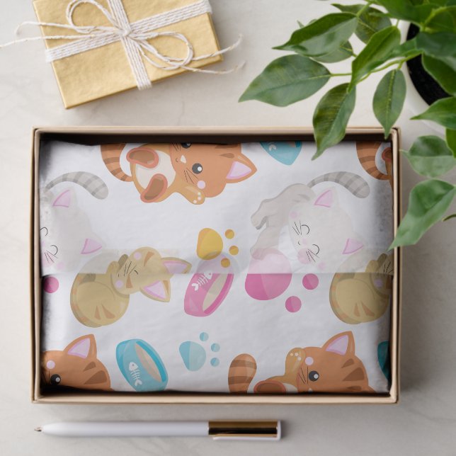 Papel De Seda Padrões De Gatos, Gatos Cutes, Gatinhos, Gatinhos, (Presente)