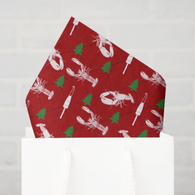 Papel De Seda Padrões de Natal para Lagostas e Boias Marítimas (Sacola de presentes)