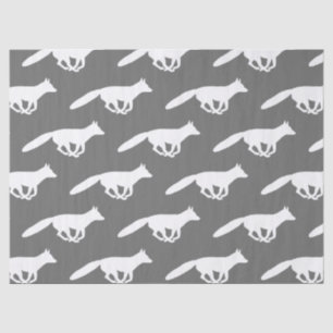 Papel De Seda Padrões de Silhuettes de Raposa Branca