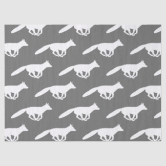 Papel De Seda Padrões de Silhuettes de Raposa Branca