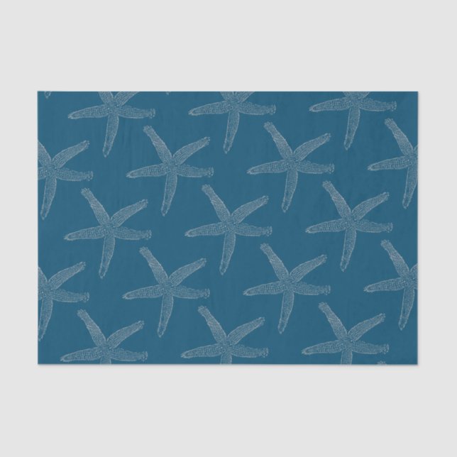 Papel De Seda Padrões de Starfish Praia Costeira Oceano Azul Per (Frente )
