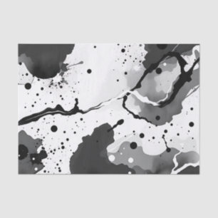 Papel De Seda Padrões de Tinta de Fluido Preto e Branco com Spla