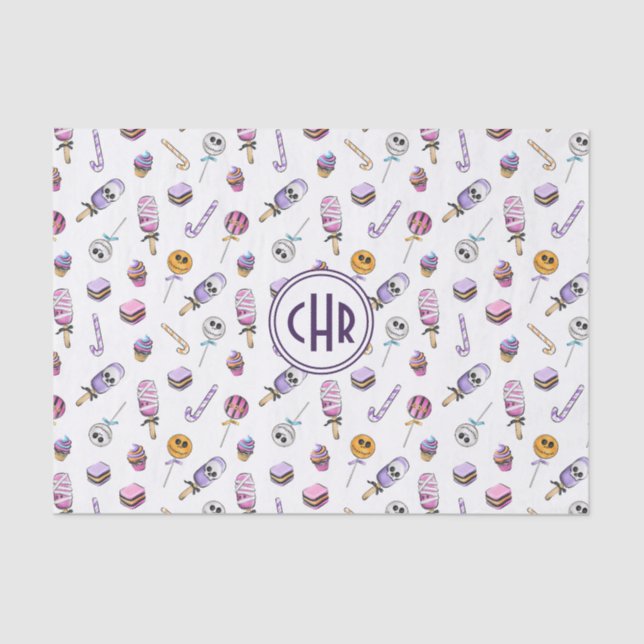 Papel De Seda Padrões de Tratamento de Doces de Halloween (Frente )