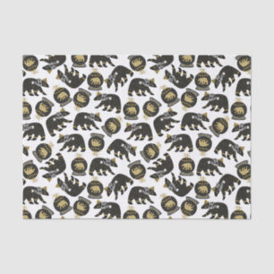 Papel De Seda Padrões de Urso Polar Dourado e Preto Bonito