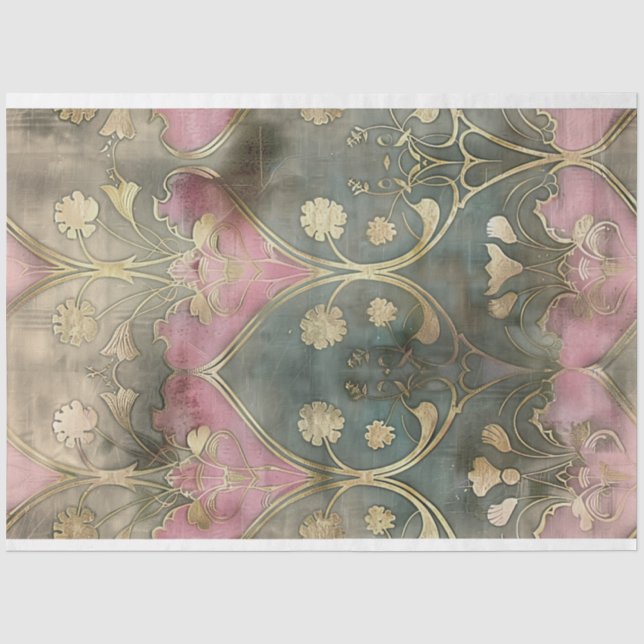 Papel De Seda Padrões Desbotados Vintage Art Déco dos Anos 20 Ru (Frente )