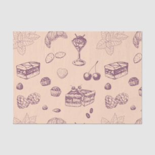 Papel De Seda Padrões doces com várias sobremesas.