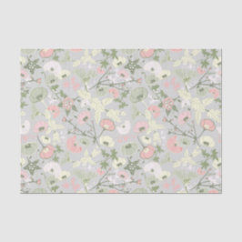 Papel De Seda Padrões Florais Verdes Rosa