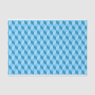 Papel De Seda Padrões GEOMÉTRICOS DE CUBO AZUIS BRILHANTES