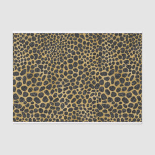 PAPEL DE SEDA PADRÕES LEOPARD PRETOS E DOURADOS