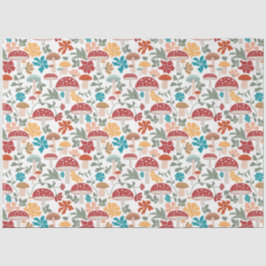 Papel De Seda Padrões modernos de Cogumelos e Meio século Floral