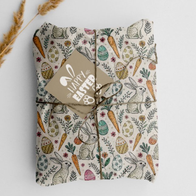 Papel De Seda Padrões Scandi de Bunnies da Páscoa Bonita (Criador carregado)