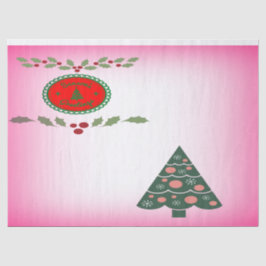 Papel De Seda Padrões Verdant Christmas Tree Green Holly