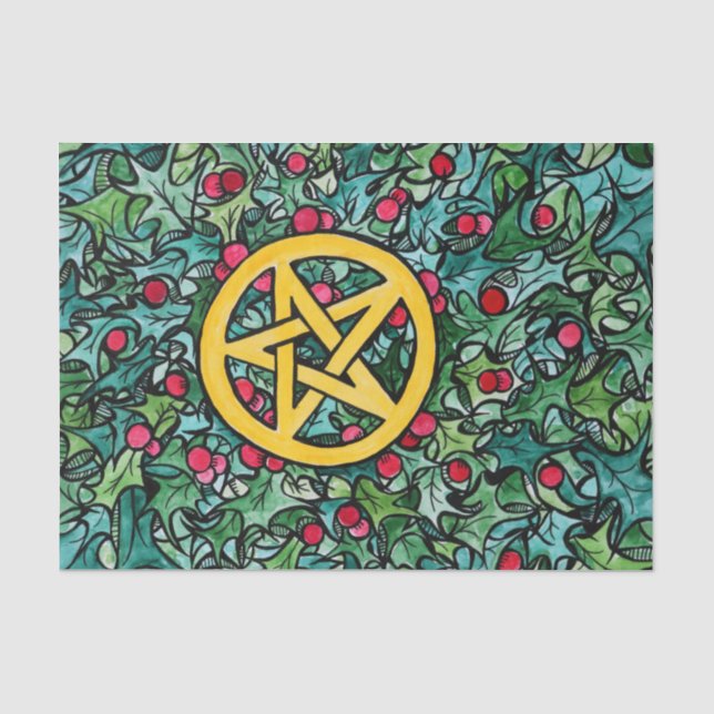 Papel De Seda Pagan Yule Pentagram (Frente )