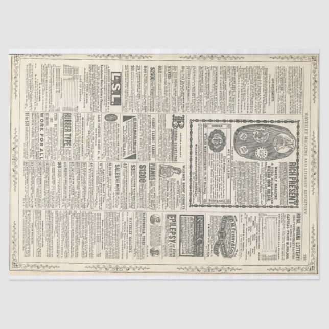 Papel De Seda Página de anúncio do vintage (Frente )