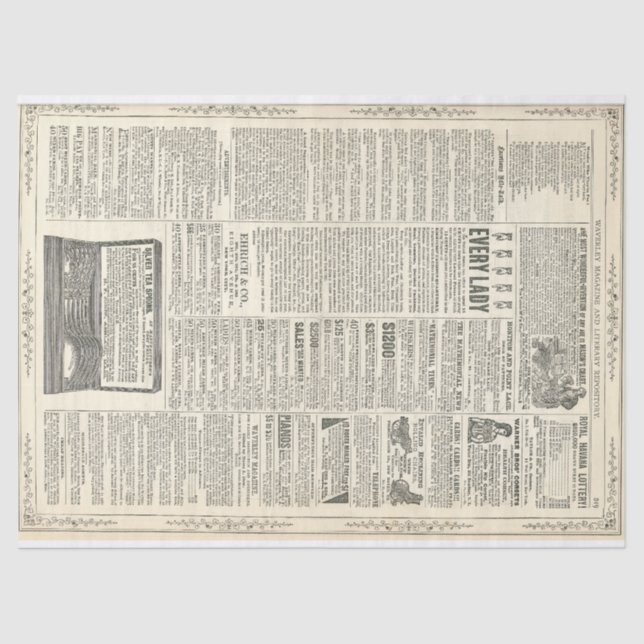 Papel De Seda Página de anúncio do vintage (Frente )