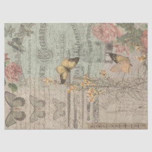 Papel De Seda Página de Chique Vintage Ephemera & Butterfly