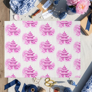 Papel De Seda Pagode Rosa Chinoiserie