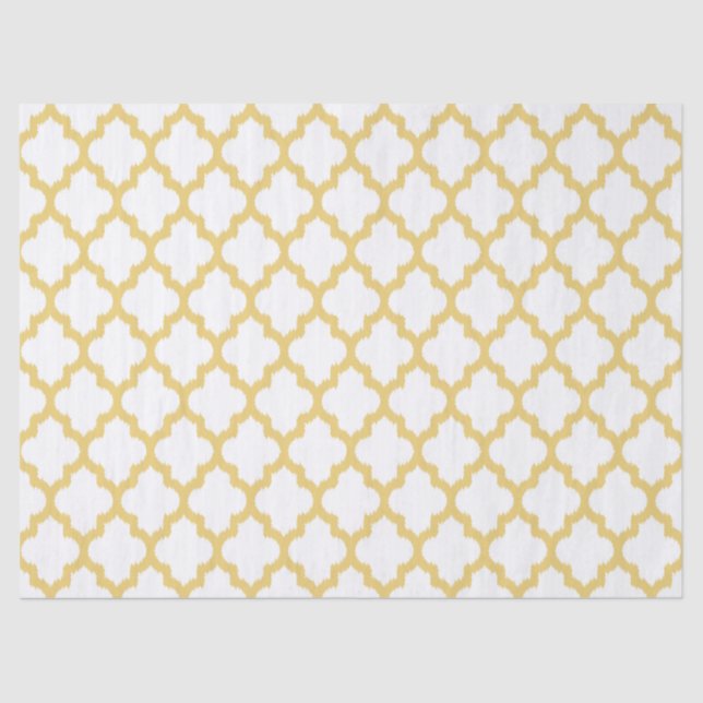 Papel De Seda Pail Yellow & White Quatrefoil Padrão Ikat (Frente )