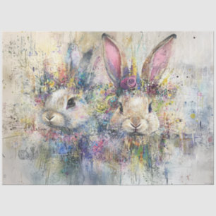 Papel De Seda Painel Abstrato de Decoupage de Coelhos de Páscoa