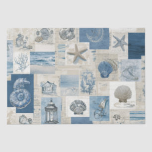 Papel De Seda PAINEL Blocos do Paraíso Costeiro Cobalt Seas