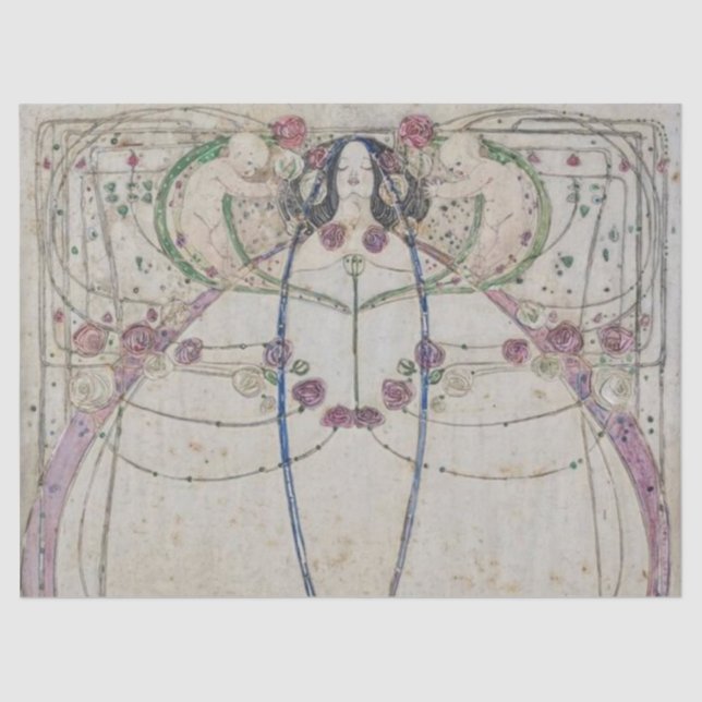 Papel De Seda Painel Gesso de Margaret Macdonald Mackintosh (Frente )