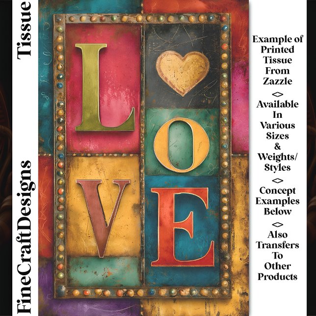 Papel De Seda Painel Retro Patchwork “LOVE” Letra Decoupage DP9 (Criador carregado)