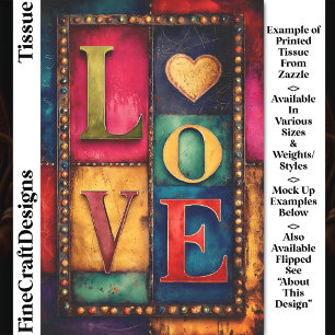 Papel De Seda Painel Retro Patchwork “LOVE” Letra DP9F Decoupage