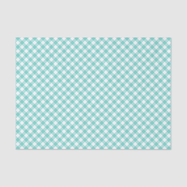 Papel De Seda País Chic Pastel Mint Turquoise Gingham (Frente )