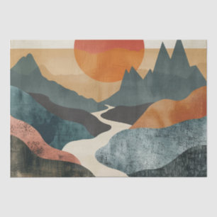 Papel De Seda Paisagem Boho Abstrato (5)