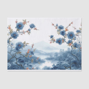 Papel De Seda Paisagem bonita em azul