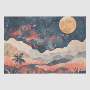 Papel De Seda Paisagem Celestial Boho Deserto Índigo Cobre