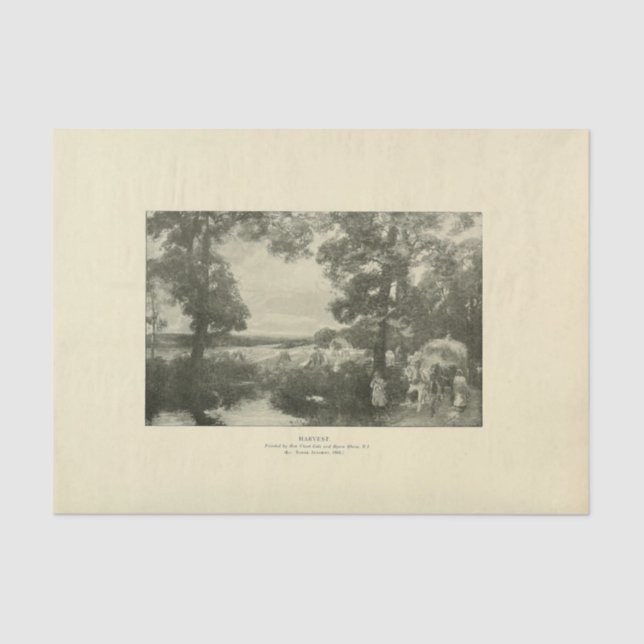 Papel De Seda Paisagem Colheita de Árvores Ephemera Decoupage (Frente )