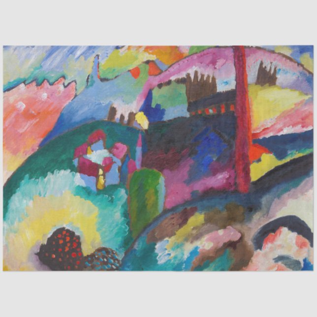 Papel De Seda Paisagem com Chaminé de Fábrica, Wassily Kandinsky (Frente )
