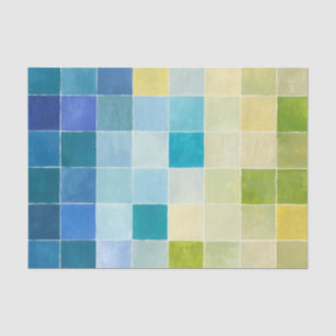 Papel De Seda Paisagem com Quadrados Pixilados Multicoloridos