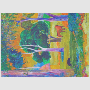 Papel De Seda Paisagem com Suíno e Cavalo, Gauguin