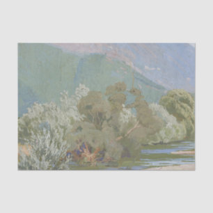 Papel De Seda Paisagem de Arte Nouveau Respiradora do Rio Aniene
