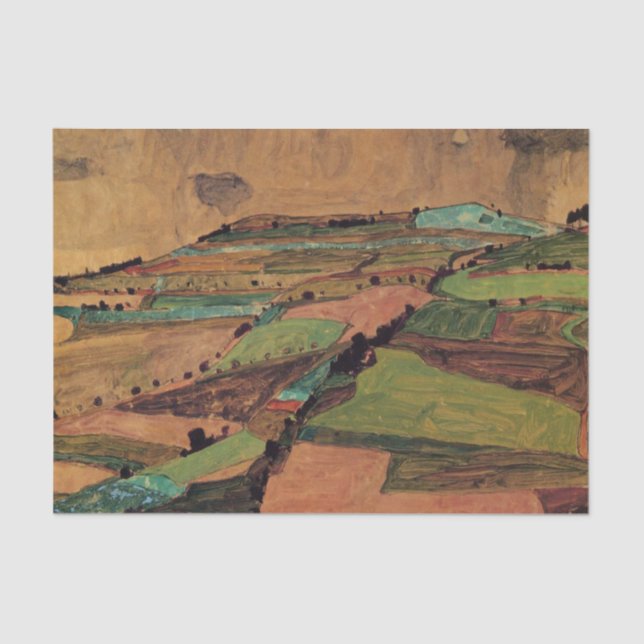 Papel De Seda Paisagem de campo por Egon Schiele (Frente )