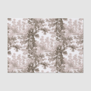 Papel De Seda Paisagem de Cottage em Vintage Toile-Brown & White