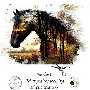 Papel De Seda Paisagem de Dissociação Cavalo de Exposição Dupla 