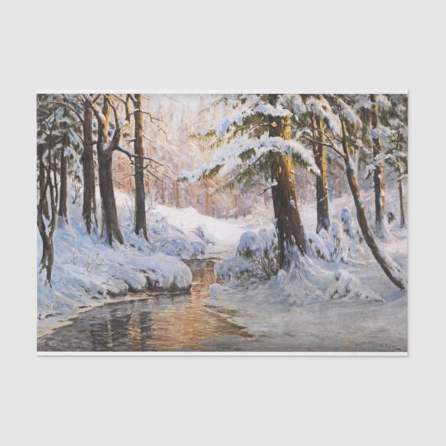 Papel De Seda Paisagem de Floresta Neve, Walter Moras (Frente )