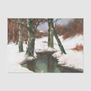 Papel De Seda Paisagem de inverno com Lua Ascensão