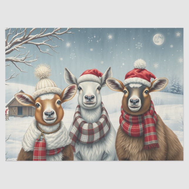 Papel De Seda Paisagem de inverno com ovelha e cabine (Frente )