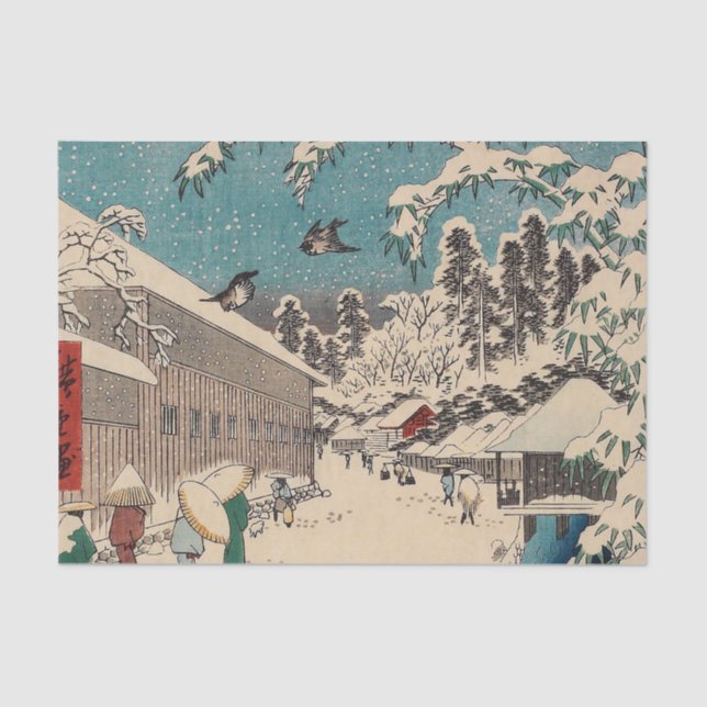 Papel De Seda paisagem de inverno de Hiroshige japão ukiyo-e ant (Frente )