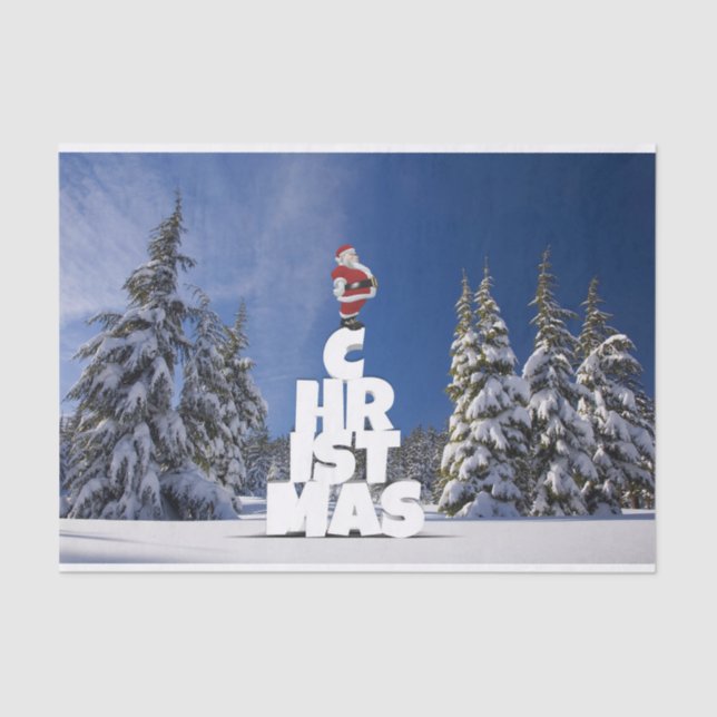 Papel De Seda Paisagem de inverno de Natal (Frente )