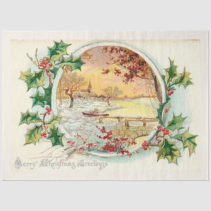 Papel De Seda Paisagem De Inverno Vintage Para O Natal