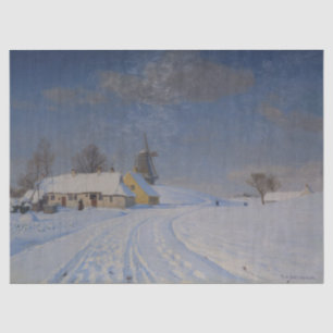 Papel De Seda Paisagem de neve no inverno (por H.A. Brendekilde)