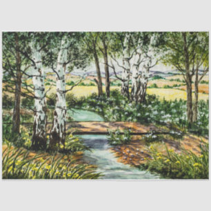 Papel De Seda Paisagem de Woodland Springtime
